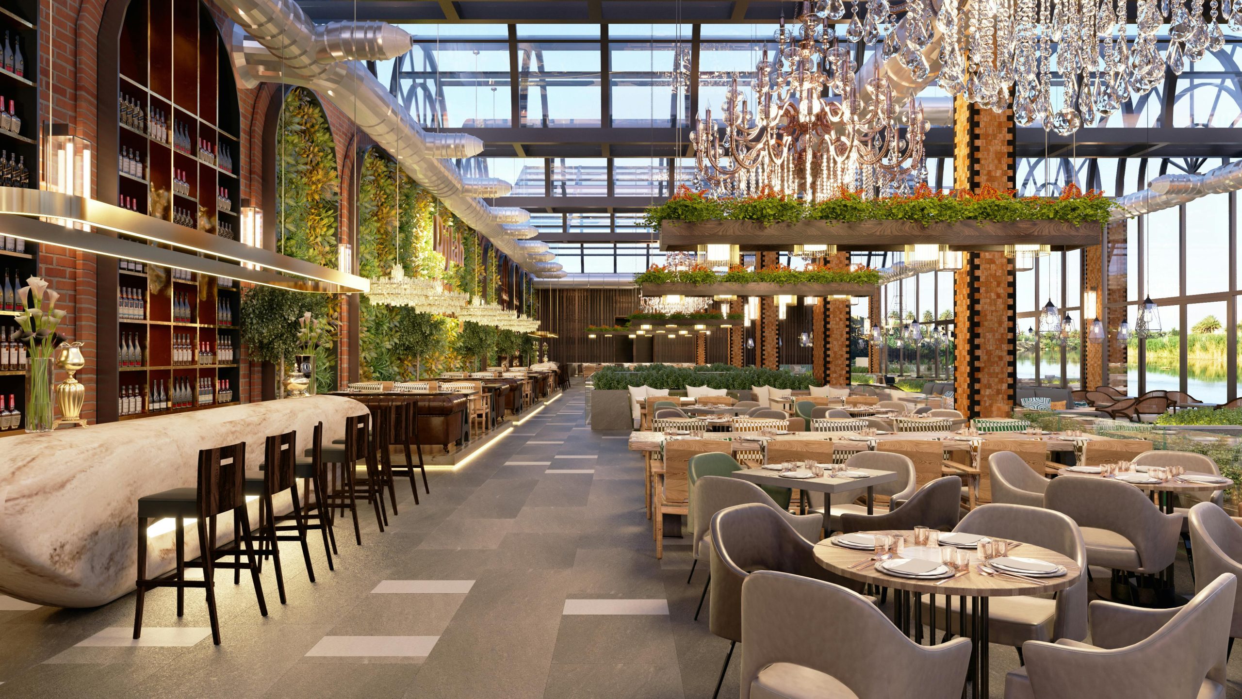 Tafels en stoelen in een restaurant